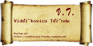 Vidákovics Tünde névjegykártya